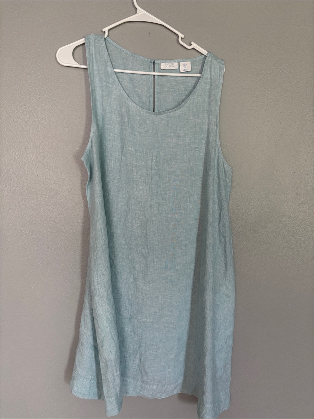 Sigrid Olsen Light Blue Sleeveless Tank dress 100% linen